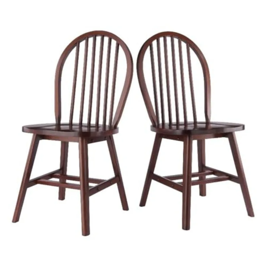

Windsor 2-Piece Chair Set Solid Wood Walnut Finish