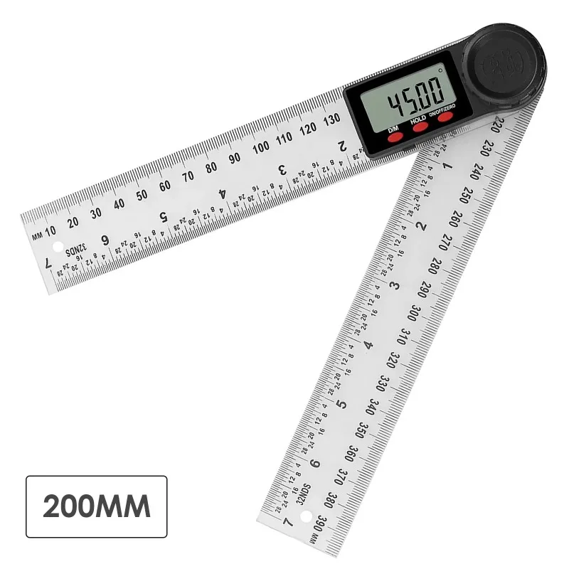 2-In-1 Digital Protractor Angle Ruler 200mm (8 Inches)  And Length Measurement For Home Improvement, Carpentry, Workshops