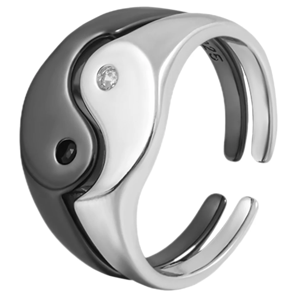 1 par de anillos de pareja Yin Yang, anillo abierto minimalista delicado para parejas, anillos a juego para ocasiones especiales, regalo de amor