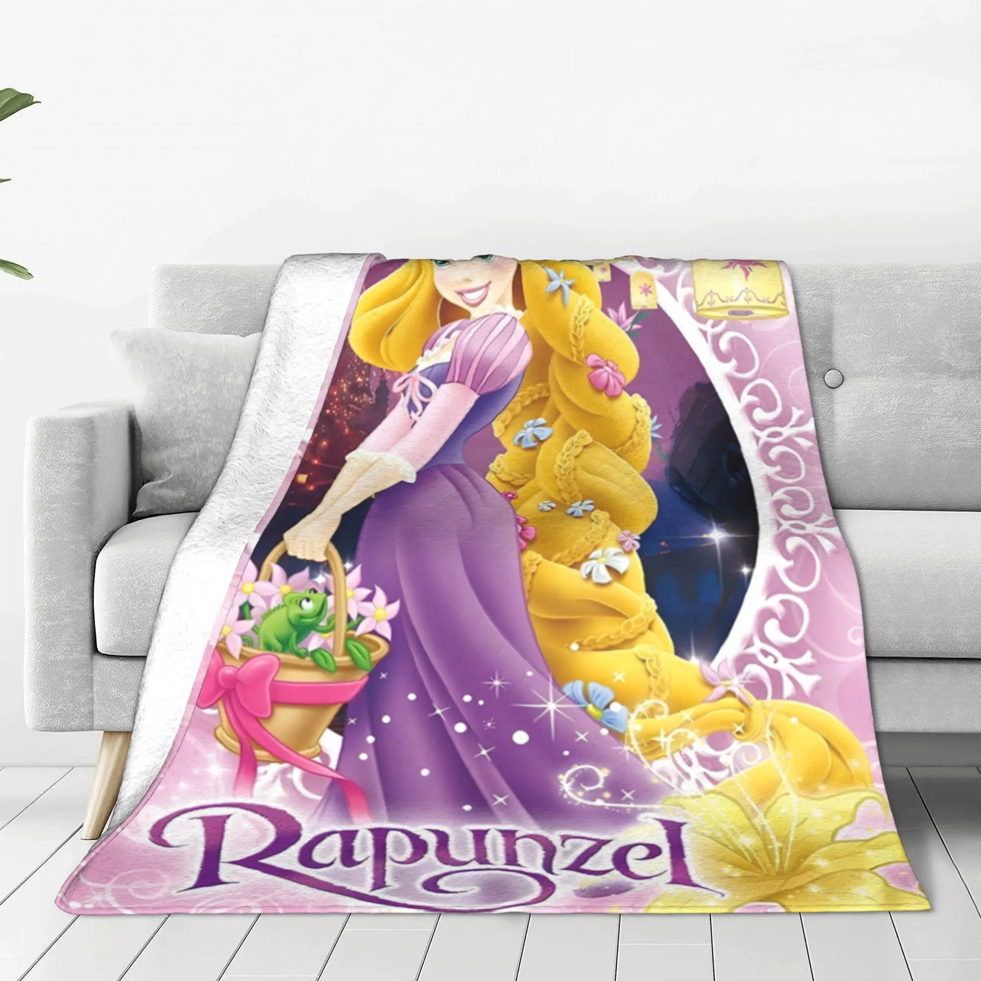 Tangled Rapunzel Princess Fleece Throw Blanket Movie Cartoon Cute Blanket for Sofa Bedding Warm Outdoor Portable