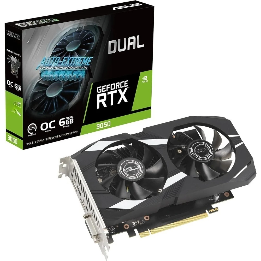 بطاقة رسومات الألعاب Dual NVIDIA GeForce RTX 3050 6GB OC Edition - PCIe 4.0، ذاكرة GDDR6 سعة 6 جيجابايت، HDMI 2.1، DisplayPort 1 #1