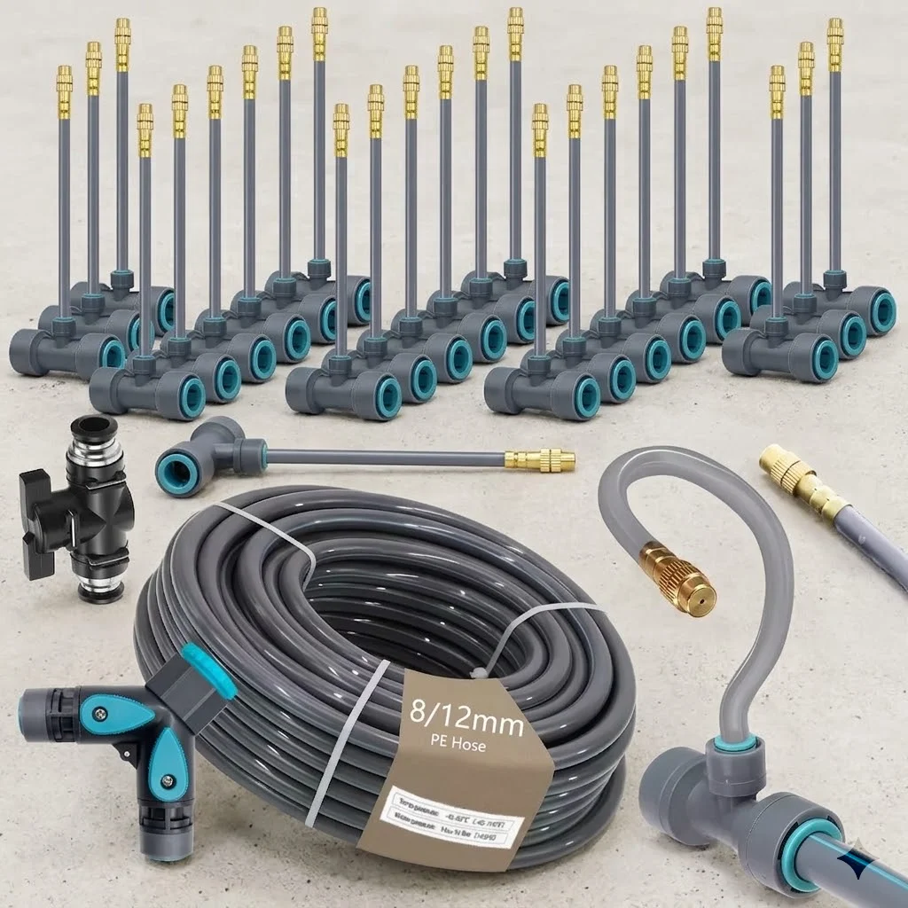 Flexible 3/8 Inch PE Hose With 360 Degree Bending Adjustable Atomization Nozzle Irrigation Set Quick Connection Spray System Kit