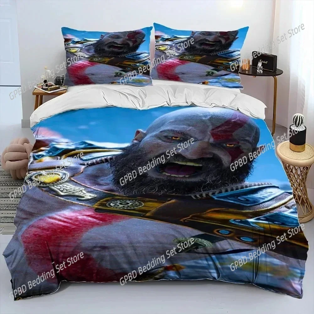 ثلاثية الأبعاد طباعة إله الحرب لعبة اللاعبين كراتوس غطاء لحاف مريح المخدة طقم سرير غرفة نوم الأطفال الديكور المنسوجات المنزلية #5