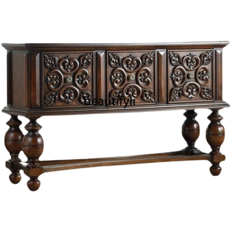 

French Country Wood Carved Entrance Cabinet American Console Tables Decorative Cabinet Sofa Tables Console