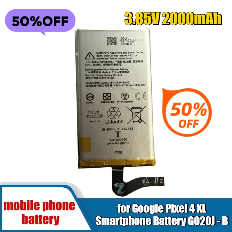 

3.85V 2000mAh for Google Pixel 4 XL Smartphone Battery G020J - B