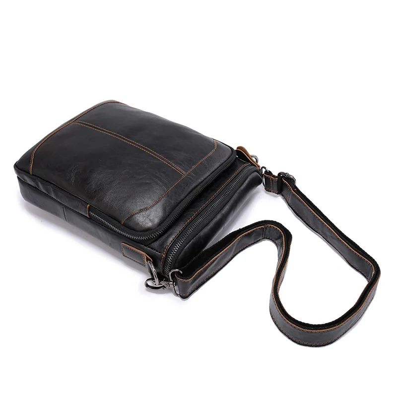 Vintage Men Genuine Leather Messenger Bag Men Bag Wax Leather Crossbody Shoulder Bag Cowhide Men Business Bags Briefcase