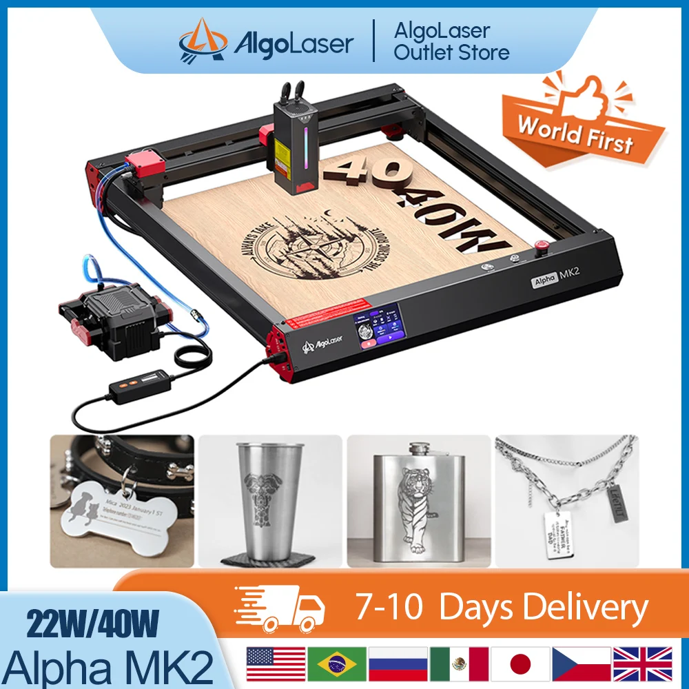Algolaser Alpha MK2 22W/40W Laser Engraving With Touch Screen For Business Engraving Control Colorful Metal Engraver Woodworking