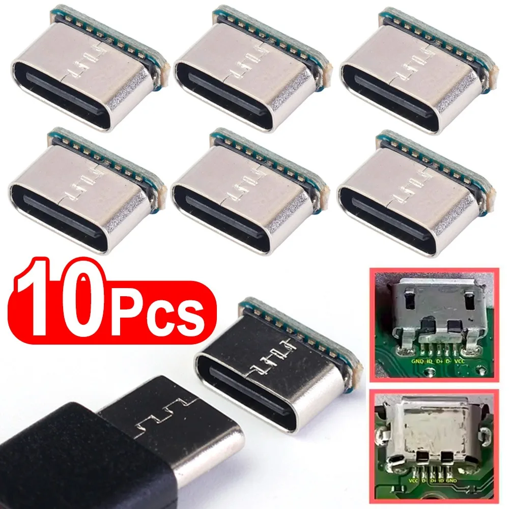 10/5/1PCS Charging Port for PCB Soldering Micro USB Connector Type-C Female Jack SMD SMT Type-C Socket DIY Repair Adapter Board