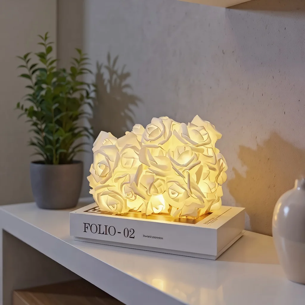 

Идеально подходит для свадьбы и Дня святого Валентина: гирлянды из искусственных белых розовых огней на батарейках для романтического декора.