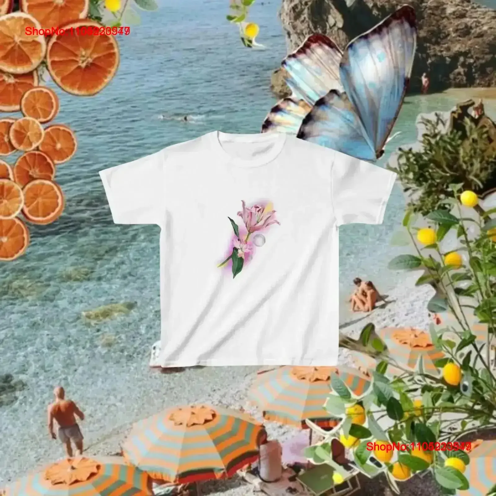 

Дизайн орхидей Детская футболка 90-х годов Стиль Y2K Мода Идеально подходит для ее цветов орхидеи винтажный стираный топ Повседневная одежда винтаж