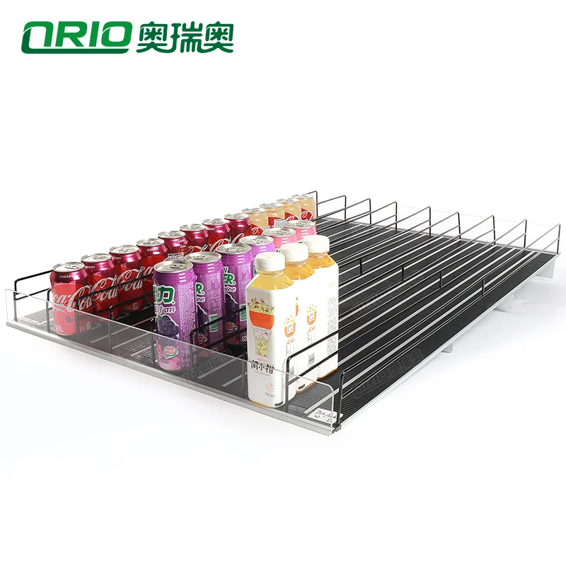 Auto-feed Gravity Beverage Display Shelf Freezer Drink Bottle Glides Stand Basket Supermarket Cooler Gravity Feed Roller Shelf