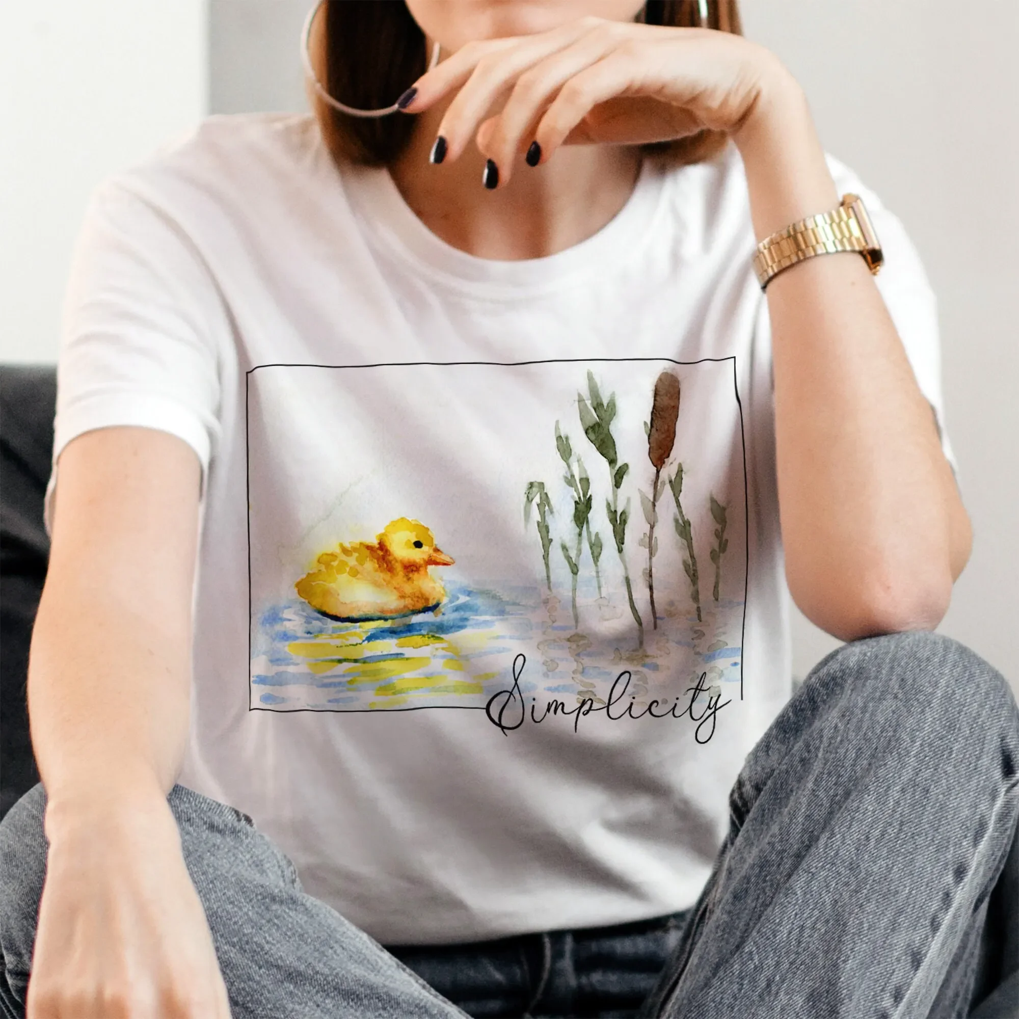 Duck T-shirt Simplicity T-shirt Animal Shirt Watercolor