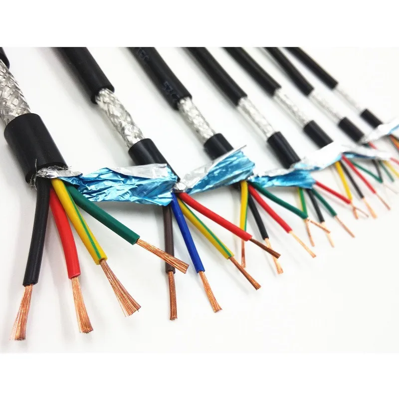 

100Meters 26/24AWG Shielded cable 2/3/4/5/6/7/8 core Tinned copper RVVP PVC sheathed control cable UL2464 signal wire
