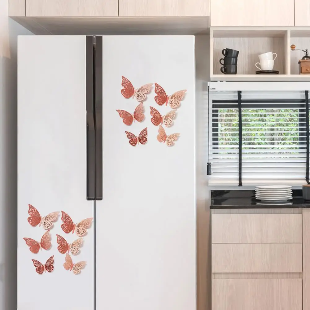 Peel Stick Wall Art 12 Pcs 3d Butterfly Wall Decals Set Hollow Butterfly Wall Art Stickers Removable Diy Decorative Room Office