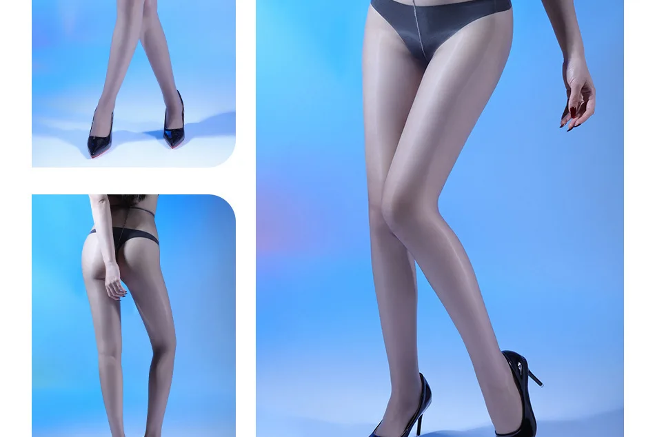 Damen Sexy Glänzende Transparente Strumpfhose mit Hoher Taille, Elastische Ölglanz-Strumpfhose, Ultradünner Durchsichtiger Strumpf – Detail 6