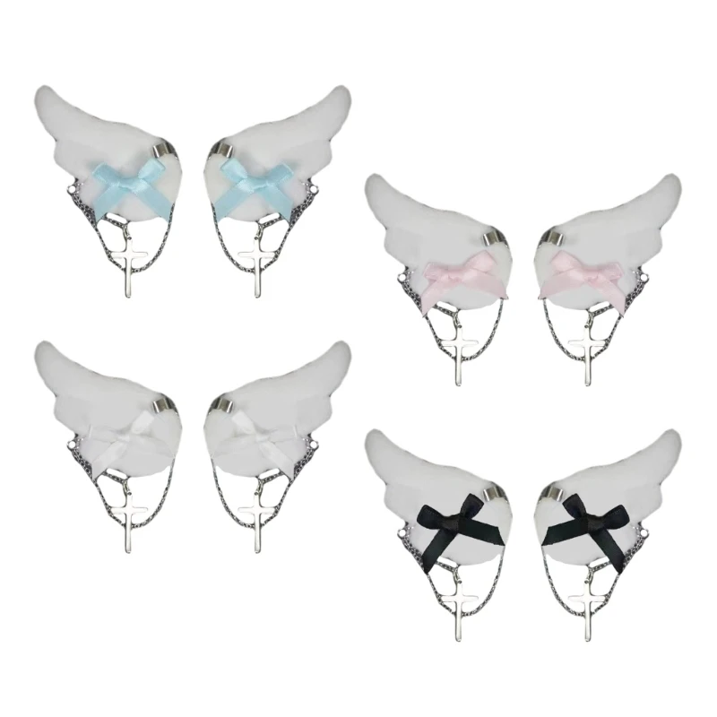 Y2K Hair Clip Set for Girl Harajuku Style Hairclip Subculture Hair Barrettes Bowknot Wing Side Clip Teens Accessories