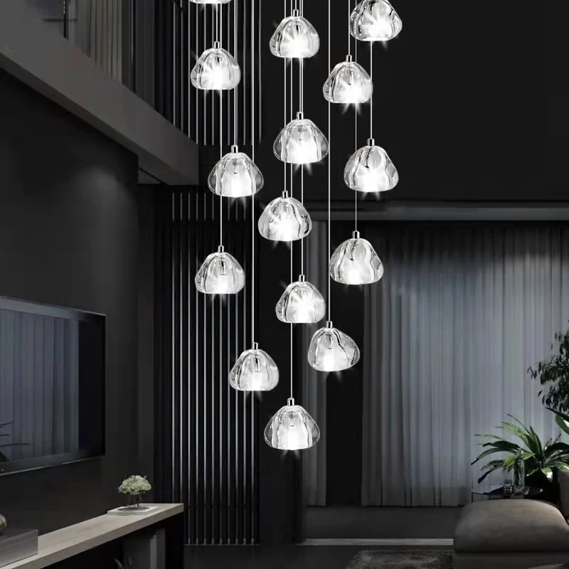 Modern Chandelier Living Room Hall Loft Staircase Hanging Light Dining Kitchen Crystal Led Lamp Bedroom Lustre Indoor Lighting