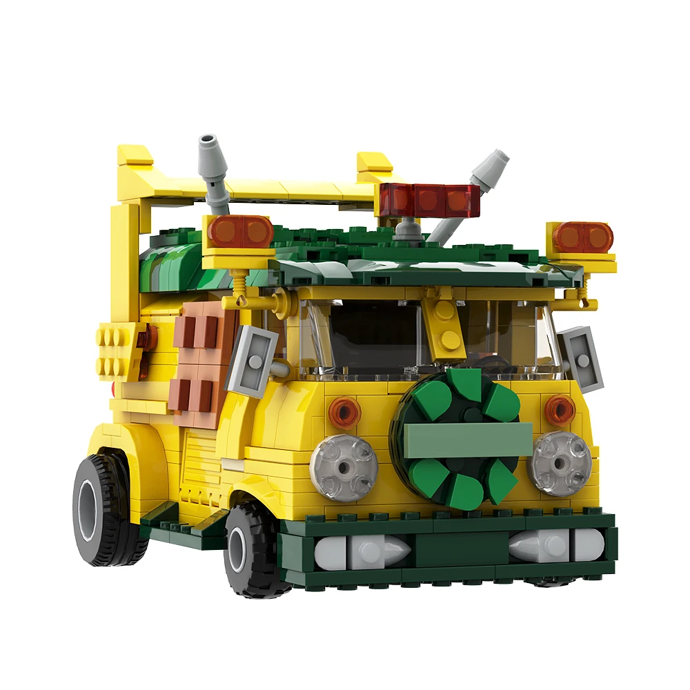 Gobricks MOC Turtleedss Van Party-Wagoned Building Blocks Movies Animation Reptile Car Model Vehicle Bricks for Children Gift