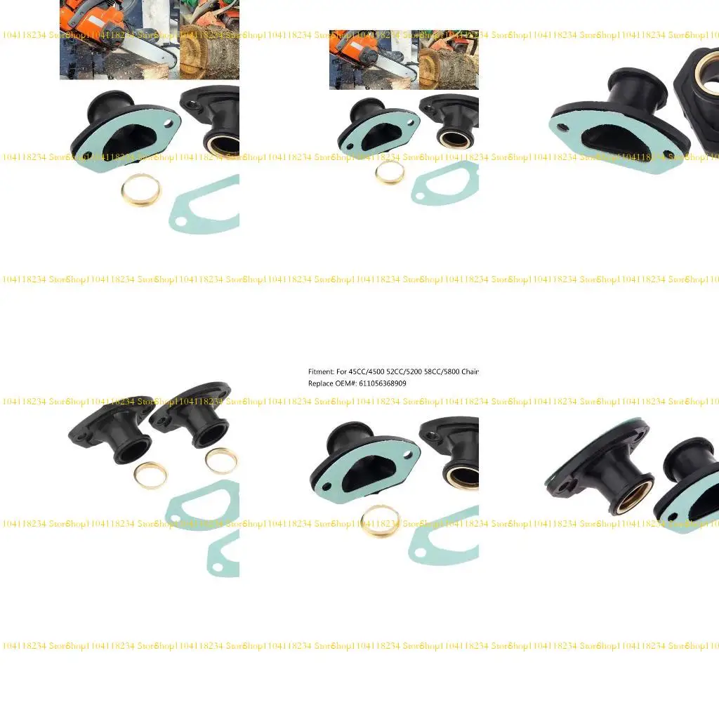 

P9FB Chainsaw Intake Manifold Boot Brass Ring Gaskets for 45CC/4500 52CC/5200 58CC/5800 Easy to Install 2pcs/Set