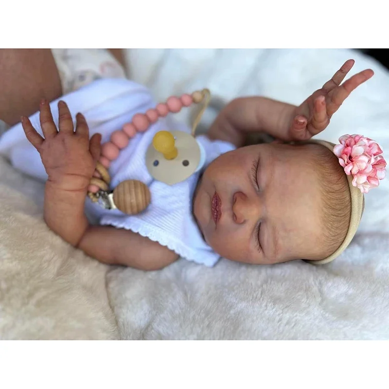 48cm Already Finished Reborn Baby Doll Laura Lifelike Newborn Size 3D Skin Hand Detailed Painted Skin Visible Veins