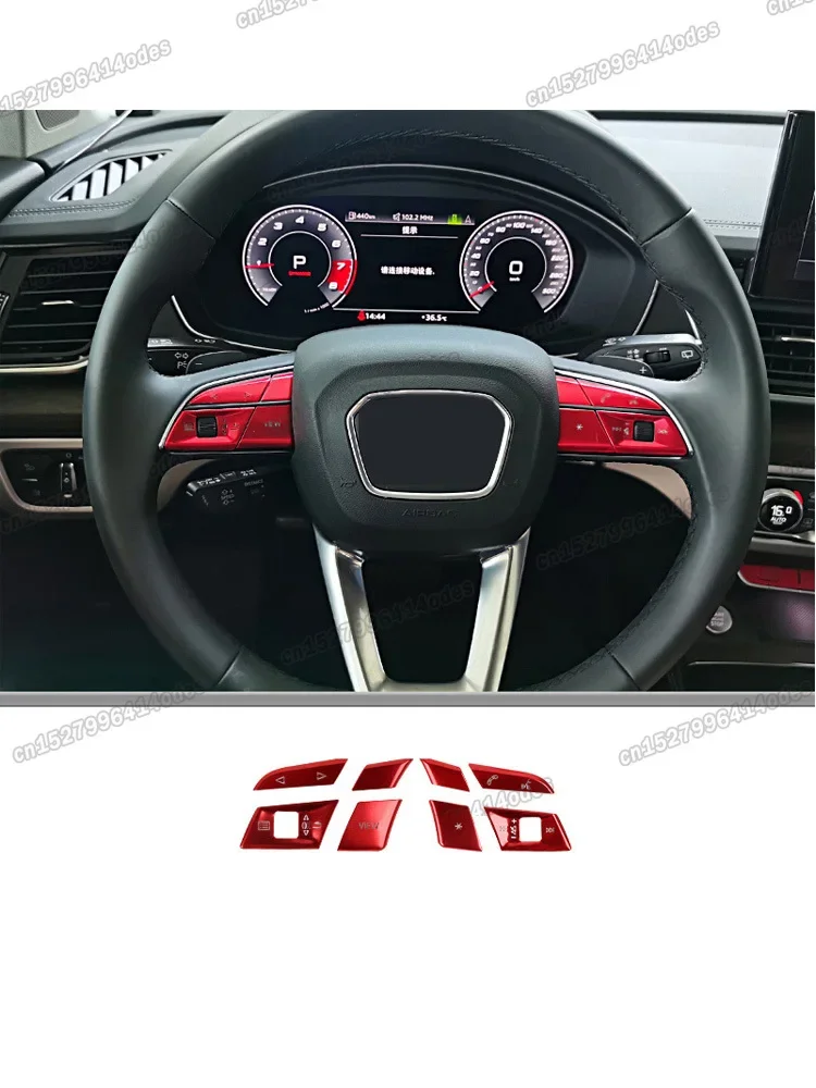 car steering wheel button sticker trims for audi q5 q3 q7 a3 a5 a4 2019 2020 2021 2022 2023 accessories q8 sq8 sq7 rs  s3 s4 s5