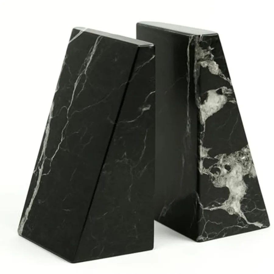 

Набор из 2 подставок для книг Whitney Zebra Marble, 4 x 2,5 x 6 дюймов, тяжелые клиновидные подставки для книг для стола, полки или офиса