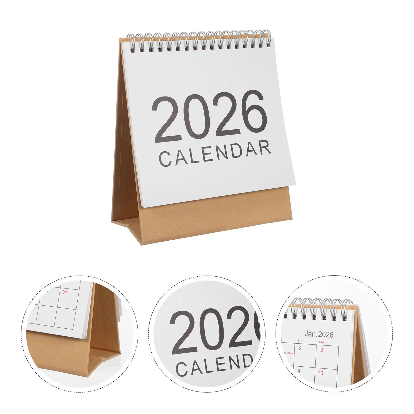 

2026 Full Year Mini Desk Calendar Standing Design Thick Paper No Bleed Small Desktop Planner for Office Home Academic Use