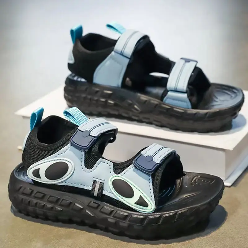 

Children's Summer Open Toe Casual Sports Sandals Boys Soft Sole Non Slip Lightweight Cuhk Children's Velcro Outdoor Beach Sandal