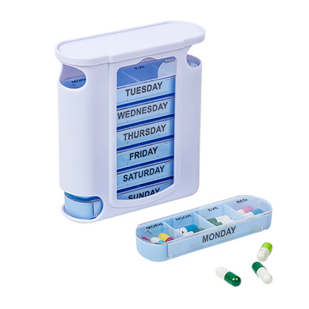 7 Day Week Pill Box Organizer Tablet Holder Medicine Tablet Drug Holder Storage Box Pillbox Case Organizer Container Kit Drugs