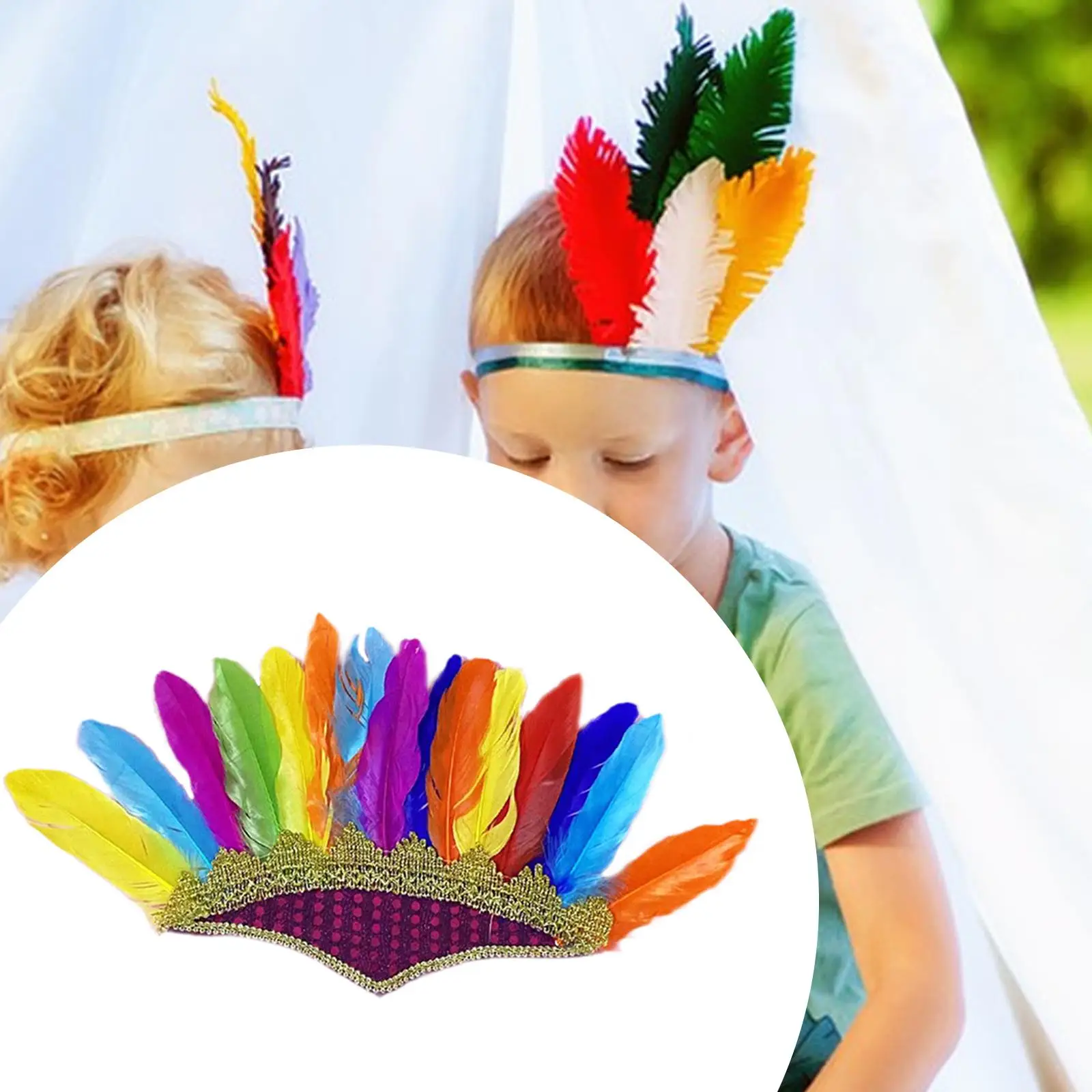 Couvre-chef en plumes artificielles pour enfants, couvre-chef décoratif multifonctionnel pour fête