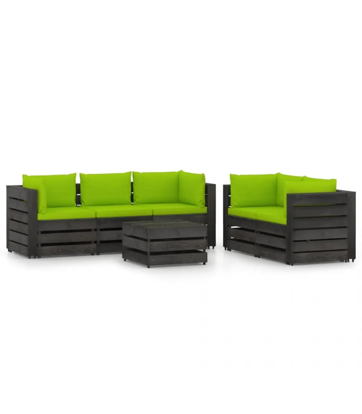 Garden sets garden furniture 6 pieces with cushions Wood impregnated Gray