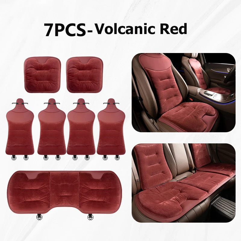 7PCS Flannel Winter Car Seat Cushion Supports Lumbar and Waist Non-slip Protector Mats Car Accessories -Soft and Comfortable
