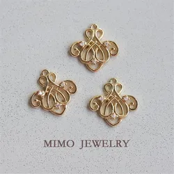 Color copper plated gold micro-inlaid zircon retro palace style pendant DIY accessories