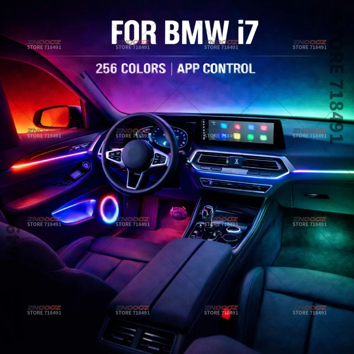 22in1 RGB Car Interior Acrylic Car Ambient Lights RGB Hidden Acrylic Strip Decoration Atmosphere Accessories For BMW i7