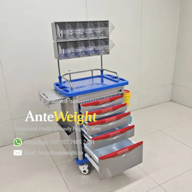 Medical ABS Multi-Function Anesthesia Emergency Trolley, IV Treatment Crash Cart for Hospital & Clinic | Beauty Salon Cart