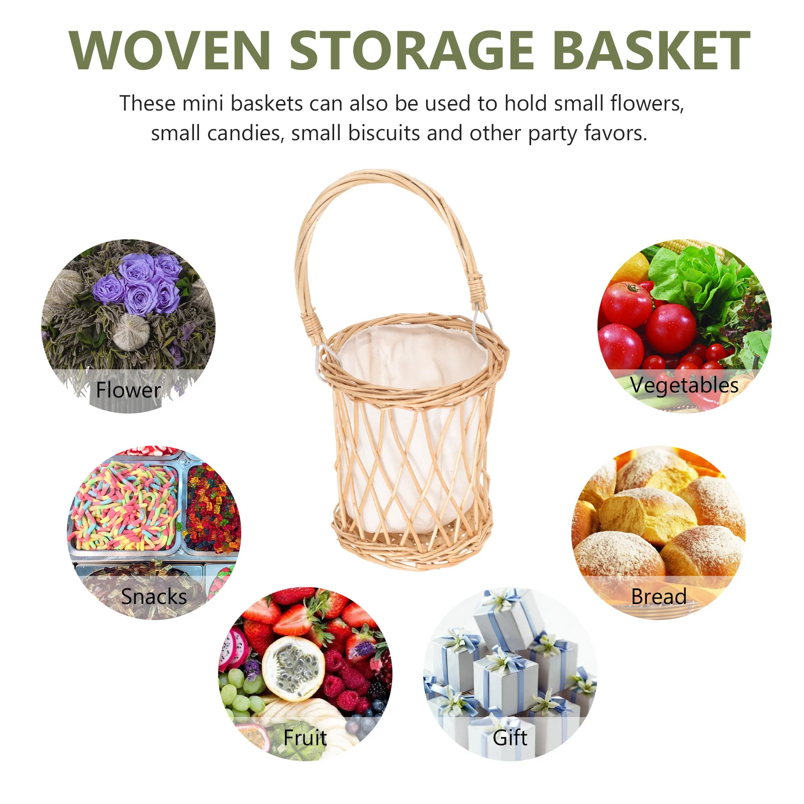 

Rattan Woven Basket Exquisite Handheld Portable Flower Arrangement Party Favors Storage Decorative Small Basket for Weddings