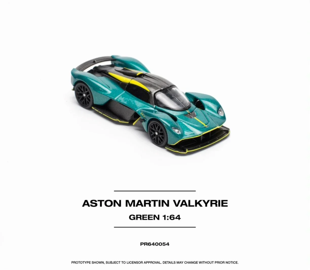 Supercar Valkyrie Green V12 modelo de carrera de habitación de aleación 1:64 para Aston Martin