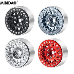 MIBIDAO 4Pcs 1.9 inch Beadlock Wheel Rims & Outer Rings for 1/10 RC Crawler Car Axial SCX10 90046 AXI03006 TRX4 D90