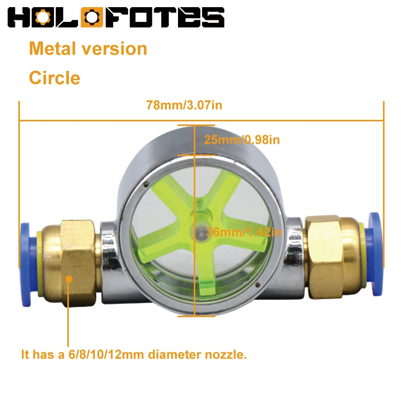 Water Flow Indicator 6mm 8mm 10mm 12mm Nozzel Acrylic Metal Rotate Observe for CNC Router Spindle Motor Water Flow Meter