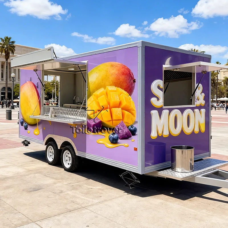 

Outdoor Street Commercial Food Truck Trailer Mobile Food Truck Customizable Equipped Food Truck Trailer with Bbq Porch
