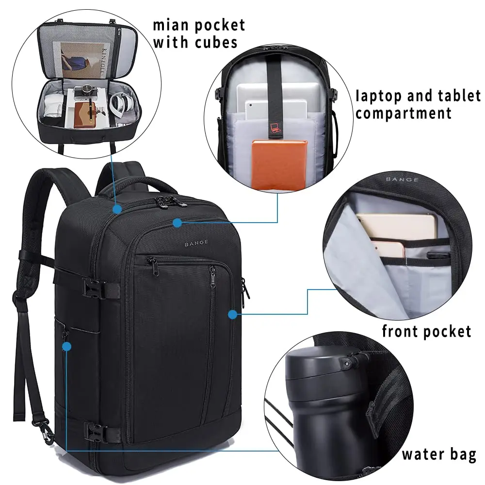 BANGE السفر عادية 17.3 بوصة حقيبة لابتوب متعددة مركب حقيبة قصيرة رحلة عمل على ظهره تحمل على موافقة الطائرة مع مقبض #5