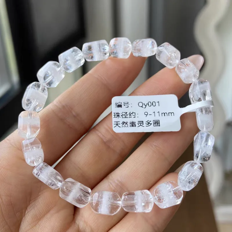 Natural White Phantom Quartz Beads Bracelet Women 10x9mm Natural Stone Stretch White Phantom Round Beads AAAAA