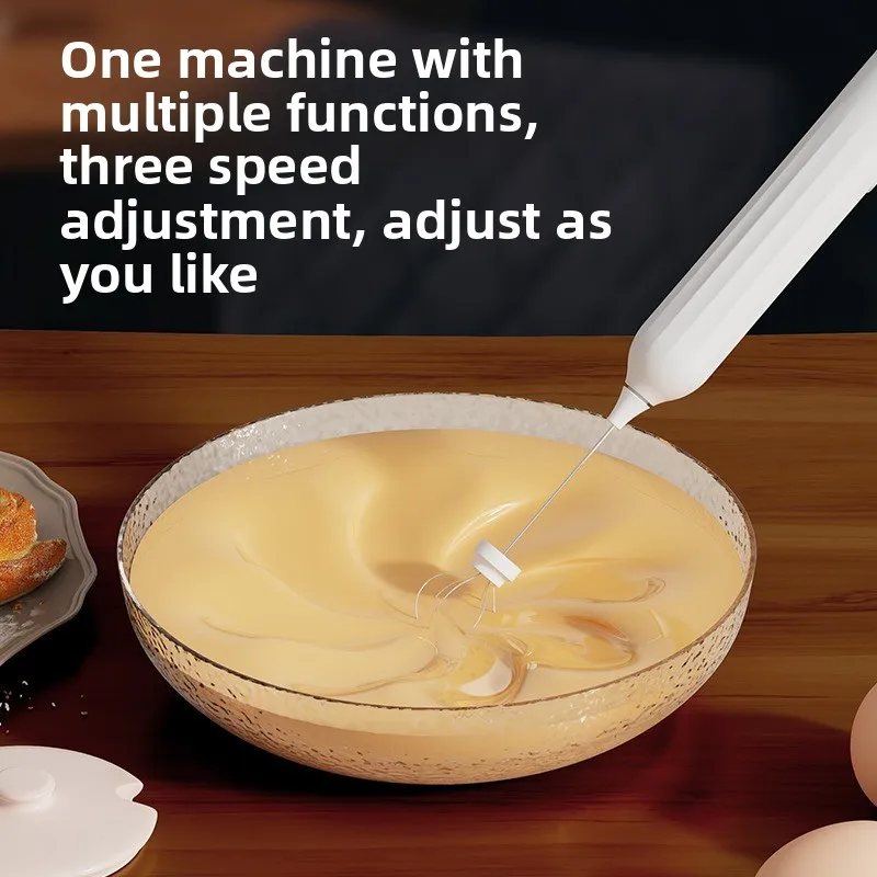 رغوة الحليب المحمولة شحن USB مضرب البيض 3 سرعات، رغوة كريم حليب القهوة، خلاط طعام، خلاط