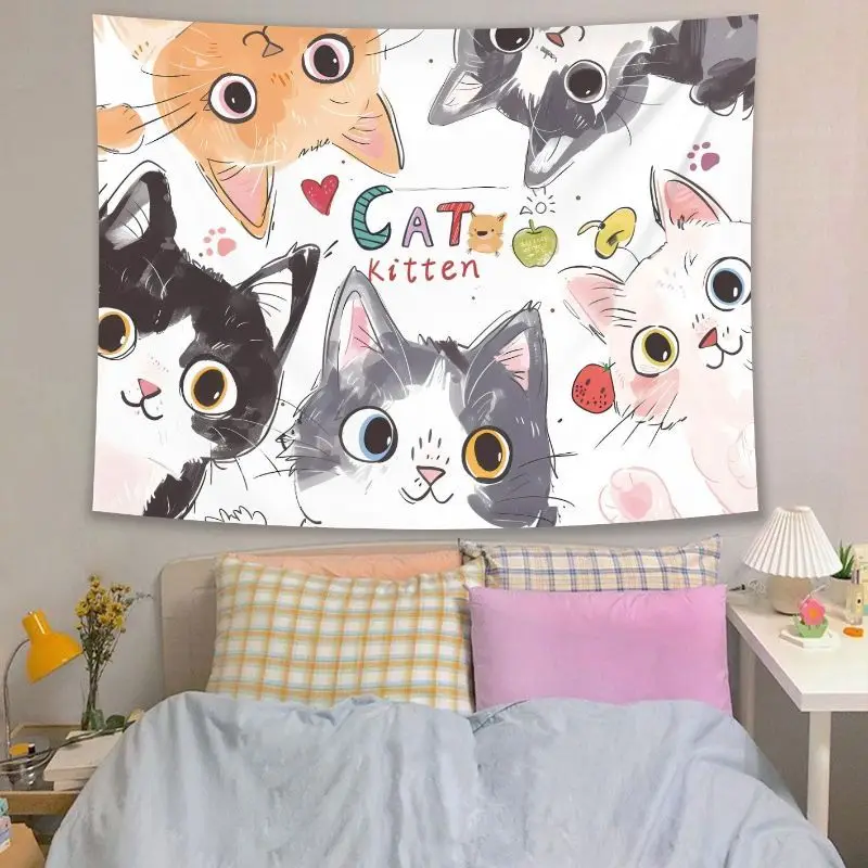 VIKAMA Cute Graffiti Small Animals Star Anime Healing Wall Tapestry Wall Hanging Kawaii Bedroom Dorm Home Decor
