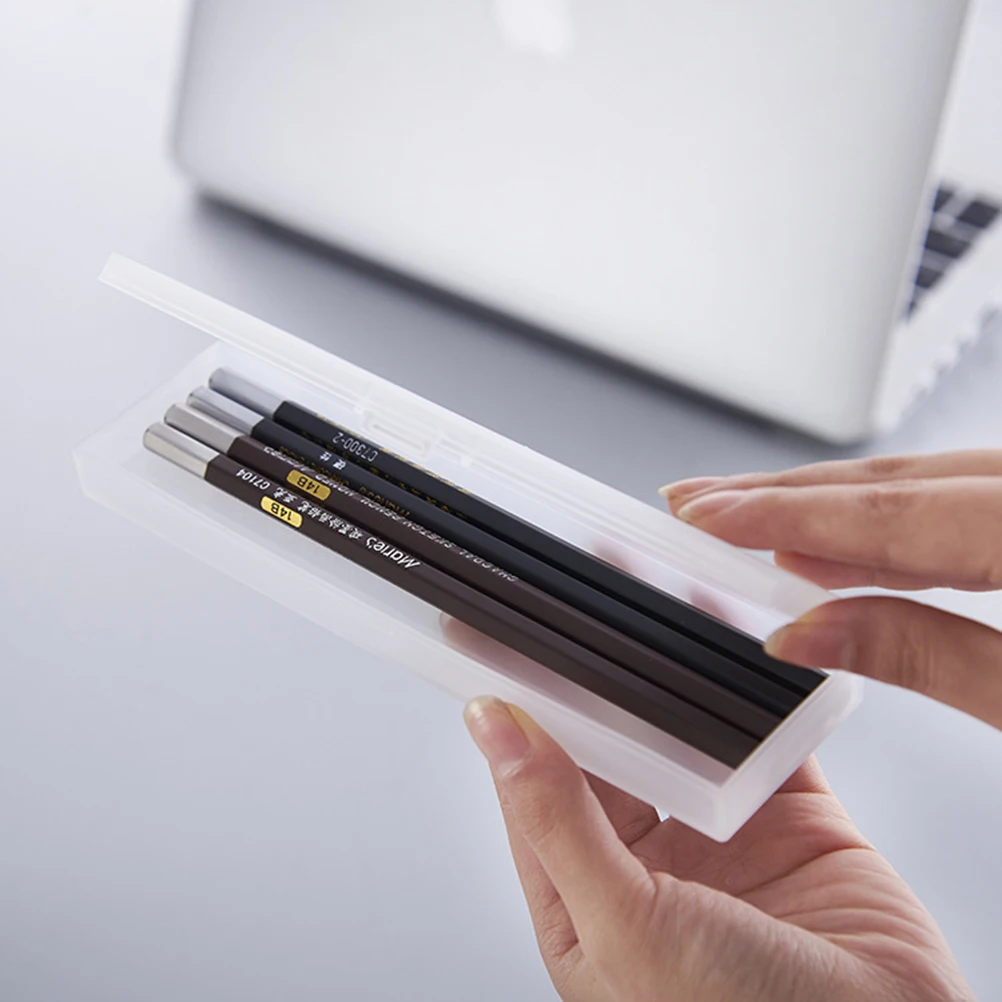 

2pcs Plastic Pencil Case Pen Box Storage Pouch Student Bag Travel Accessory Scratch Resistant Light for Birthday