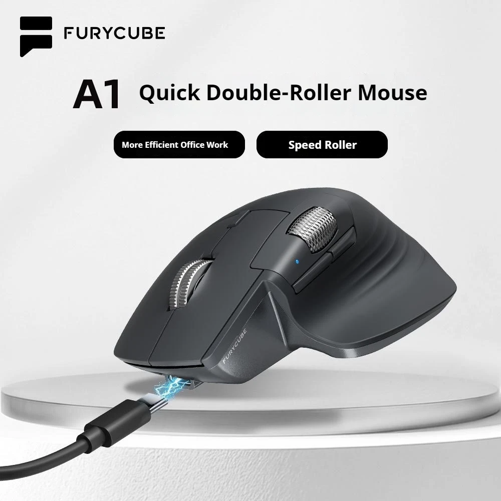 FURYCUBE A1 Wireless Gaming Mouse PAW3212 Tri Mode Dual Scroll Wheel Ergonomic For Office Computer Desktop Laptop Gamer