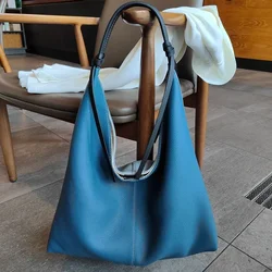 Genuine leather high-capacity women's bag  casual and lazy style tote bag  new one shoulder trendy underarm bag