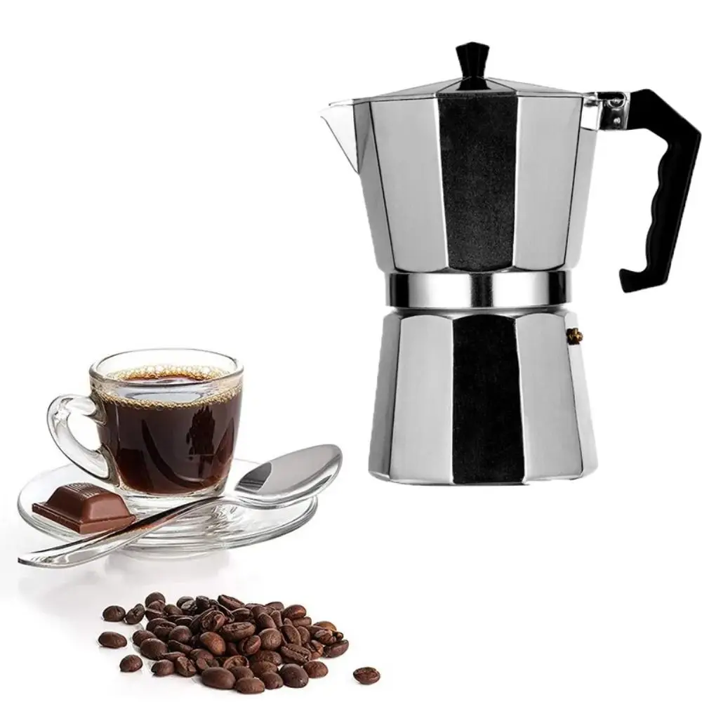 Aluminum Coffee Maker Moka Pot with Stainless Steel Filter Octagonal Espresso Coffee Maker 50ml 100ml 150ml 300ml 450ml