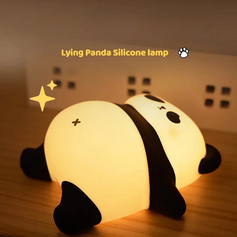 ใหม่ Mini Panda Small Night Light ห้องนั่งเล่นสร้างสรรค์น่ารัก Panda Pat 3 ความเร็วปรับแสงเดสก์ท็อปตกแต่งของขวัญการ์ตูน