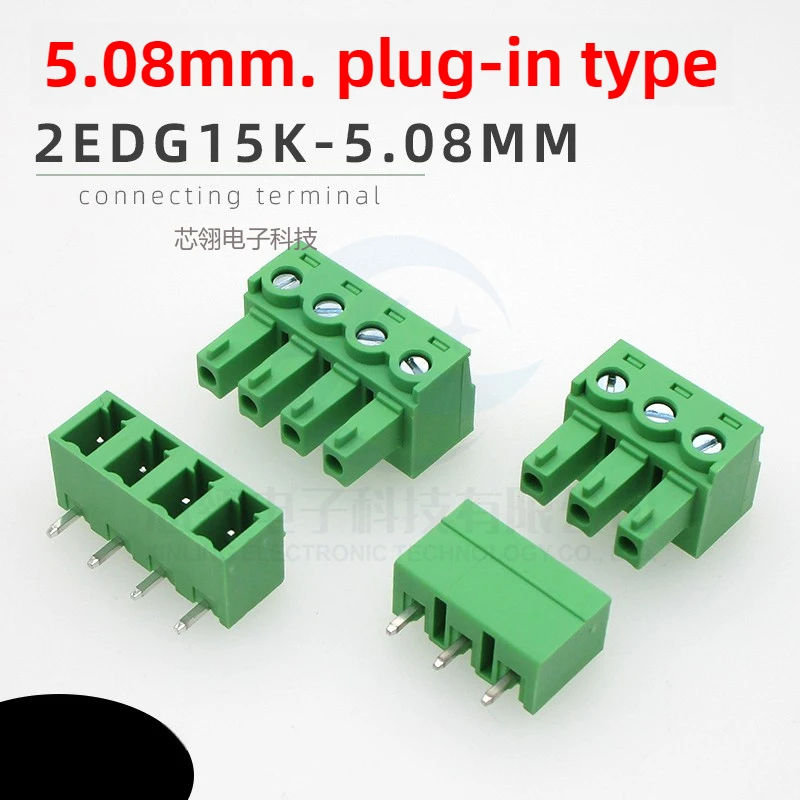 

5Pcs JM2EDG15K-5.08mm Plug-in PCB Terminal Block MC1.5ST Connector 15EDGK Bifurcation Set